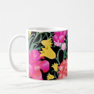 Floral Wallpaper Big Flowers Pattern Coffee Mug