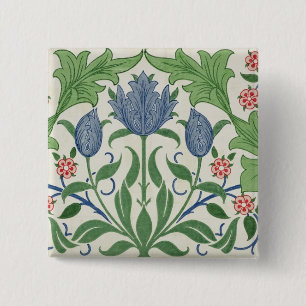 Floral wallpaper design 15 cm square badge