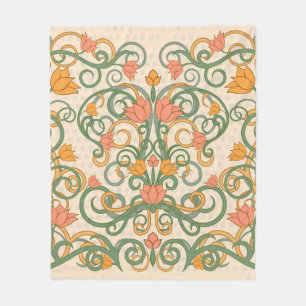 Floral wallpaper in art nouveau style, Vintage ill Fleece Blanket