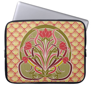 Floral wallpaper in art nouveau style, vintage ill laptop sleeve