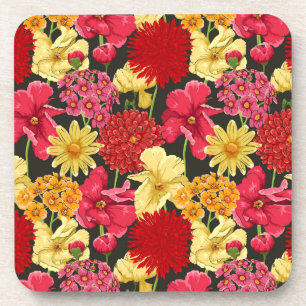 Floral wallpaper in watercolor style coaster