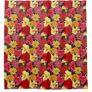 Floral wallpaper in watercolor style shower curtain