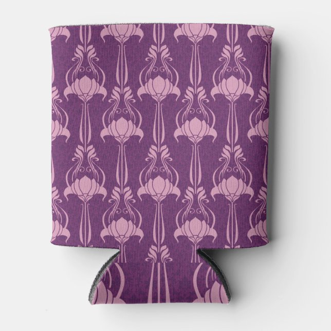 Floral Wallpaper Pink Violet Design Can Cooler (Front)