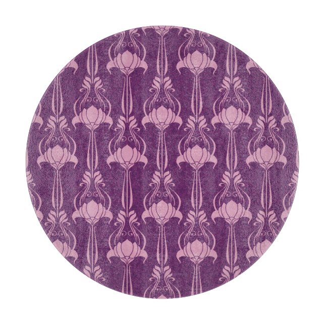 Floral Wallpaper Pink Violet Design Cutting Board (Front)