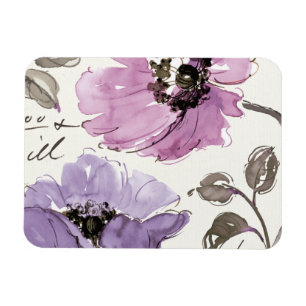 Floral Waltz Plum Watercolor Flowers Magnet
