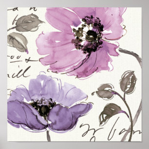 Floral Waltz Plum Watercolor Flowers Poster