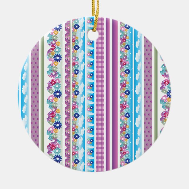 FLORAL WASHI TAPE CERAMIC TREE DECORATION (Front)
