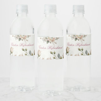 Floral Water Bottle Labels Bridal Shower 