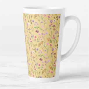 floral water colour pattern- pink, purple, green- latte mug