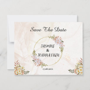 Floral Water colour red and white flowers Wedding Card