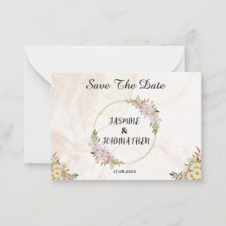 Floral Water colour red and white flowers Wedding Card