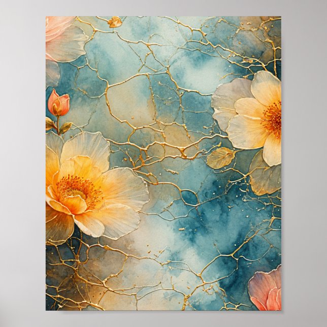 Floral Water paint with floating Poster (Front)