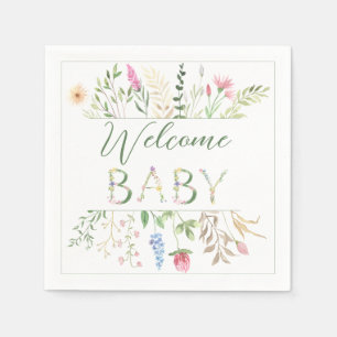 Floral Watercolor Alphabet Baby Shower Baby Shower Napkin
