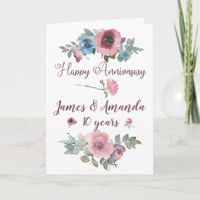 Floral Watercolor Anniversary Card (Front)