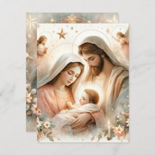 Floral Watercolor Baby Jesus Scrapbook Printable Invitation