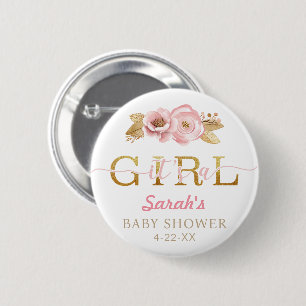 Floral Watercolor Baby Shower Favour Button