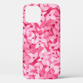 Floral watercolor background of lilac flowers in p iPhone 12 case