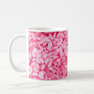 Floral watercolor background of lilac flowers in p coffee mug