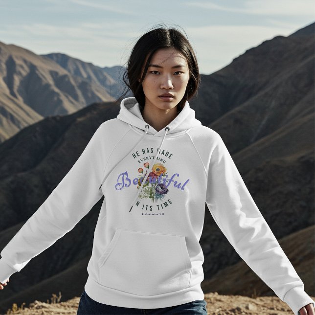 Floral Watercolor Beautiful Scripture Hoodie (Creator Uploaded)