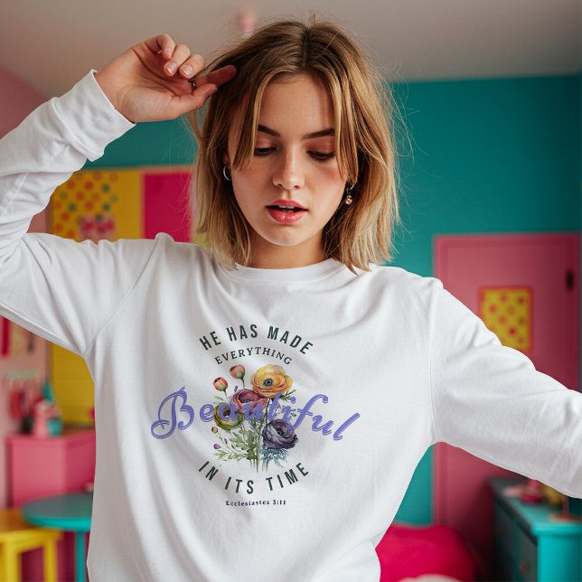 Floral Watercolor Beautiful Scripture T-Shirt (Creator Uploaded)