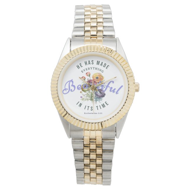 Floral Watercolor Beautiful Scripture Watch (Front)