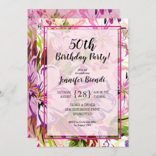 Floral Watercolor Birthday Party Invitations