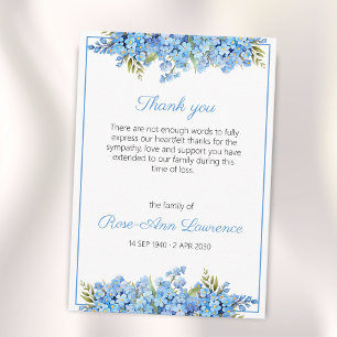 Floral Watercolor Blue Forget-me-nots Funeral Thank You Card