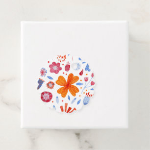 Floral Watercolor Blue Orange Favour Tags