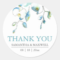 Floral Watercolor Blue Orchid Favour Stickers