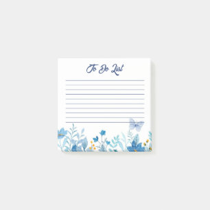 Floral Watercolor Blue To-Do List Notepad