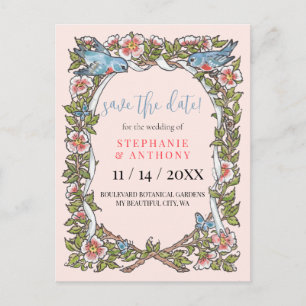 Floral Watercolor Blush Garden Save Date Wedding Postcard