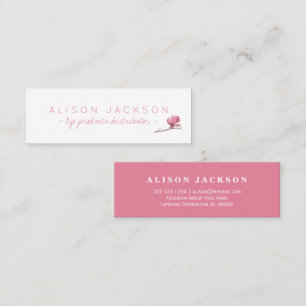 Floral watercolor blush pink lip colour distributo mini business card