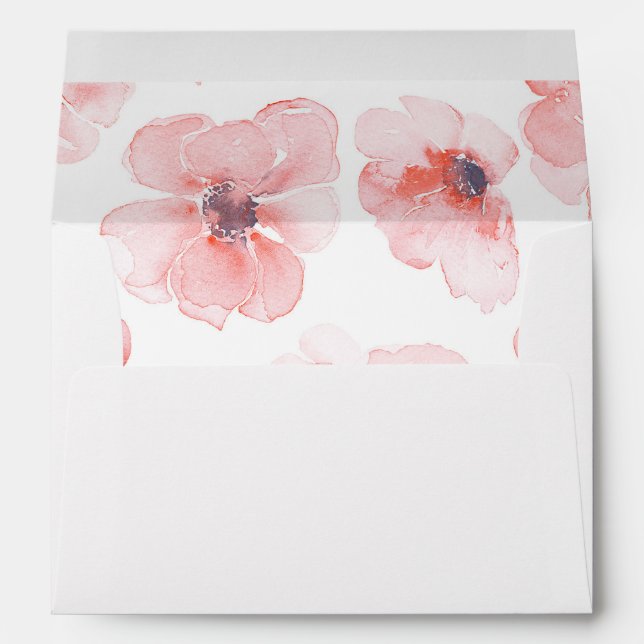 Floral Watercolor Blush Wedding Envelopes (Back (Bottom))