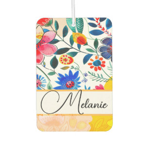 Floral Watercolor Boho Pattern Tropical Car Air Freshener