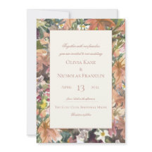 Floral Watercolor Border Wedding Invitation