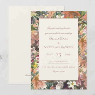 Floral Watercolor Border Wedding Invitation