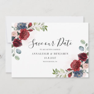 Floral Watercolor Botanical Script Save The Date