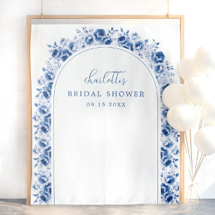 Floral Watercolor Bridal Shower Backdrop Tapestry