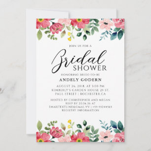 Floral Watercolor Bridal Shower Invitation