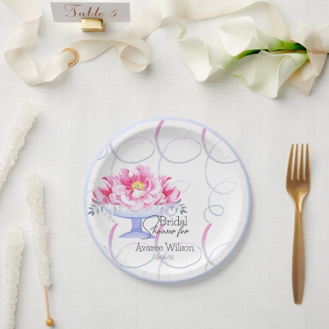 Floral Watercolor Bridal Shower  Paper Plates (Wedding)