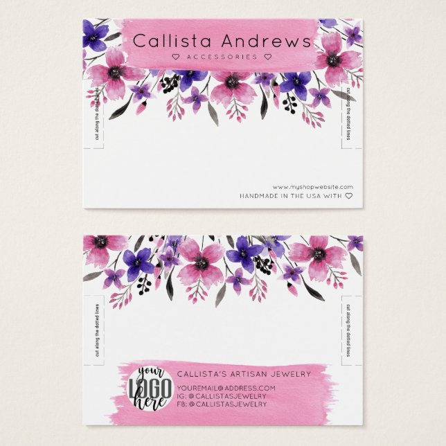 Floral Watercolor Brushstroke Bracelet Display (Front & Back)