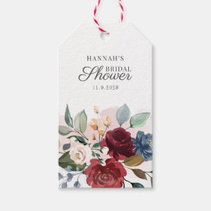 Floral Watercolor Burgundy Blush Bridal Shower Gift Tags