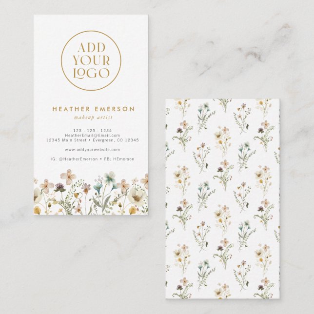 Floral Watercolor Business Card (Front/Back)
