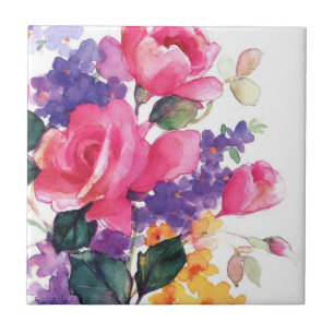 Floral watercolor ceramic coasters