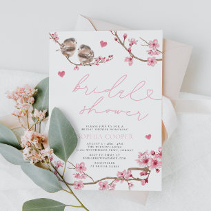 Floral Watercolor Cherry Blossom Bridal Shower Invitation