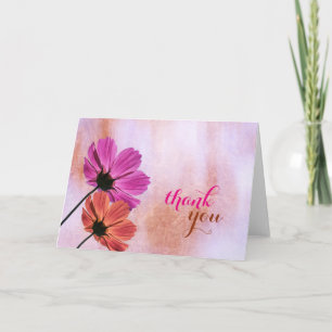 Floral Watercolor Chic Girly Thank You Wedding Card