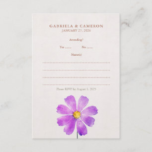 Floral Watercolor Cosmos Daisy Terracotta Wedding Enclosure Card