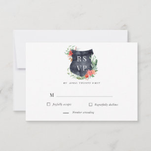 floral watercolor crest RSVP Response Card