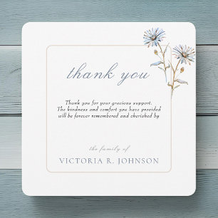 Floral Watercolor Daisy Funeral Memorial Thank You Card
