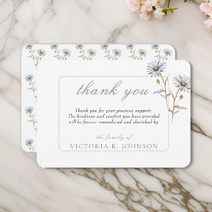 Floral Watercolor Daisy Funeral Memorial Thank You Card